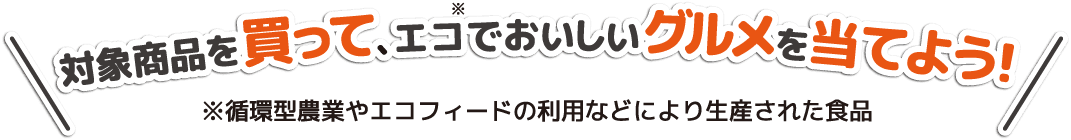 対象商品を買って、エコでおいしいグルメを当てよう!
