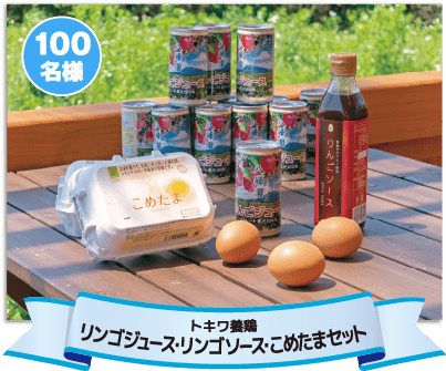 【100名様】トキワ養鶏 リンゴジュース・リンゴソース・こめたまセット