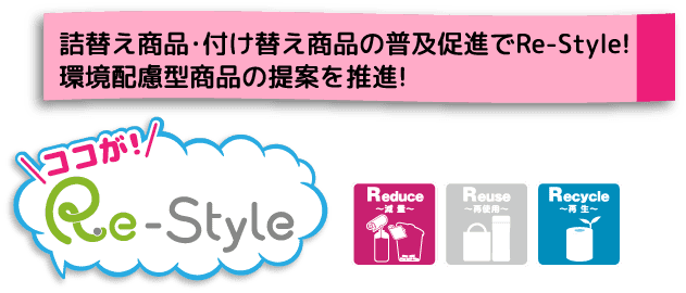 詰替え商品・付け替え商品の普及促進でRe-Style!「エコチャーミング商品」の認定で、環境配慮型商品の提案を推進！