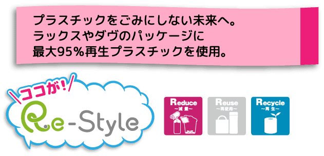 プラスチックをごみにしない未来へ。ラックスやダヴのパッケージに最大95％再生プラスチックプラスチックを使用。